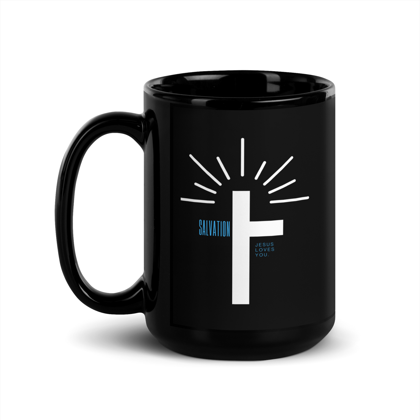 JESUS LOVES YOU BLACK COFFEE MUG