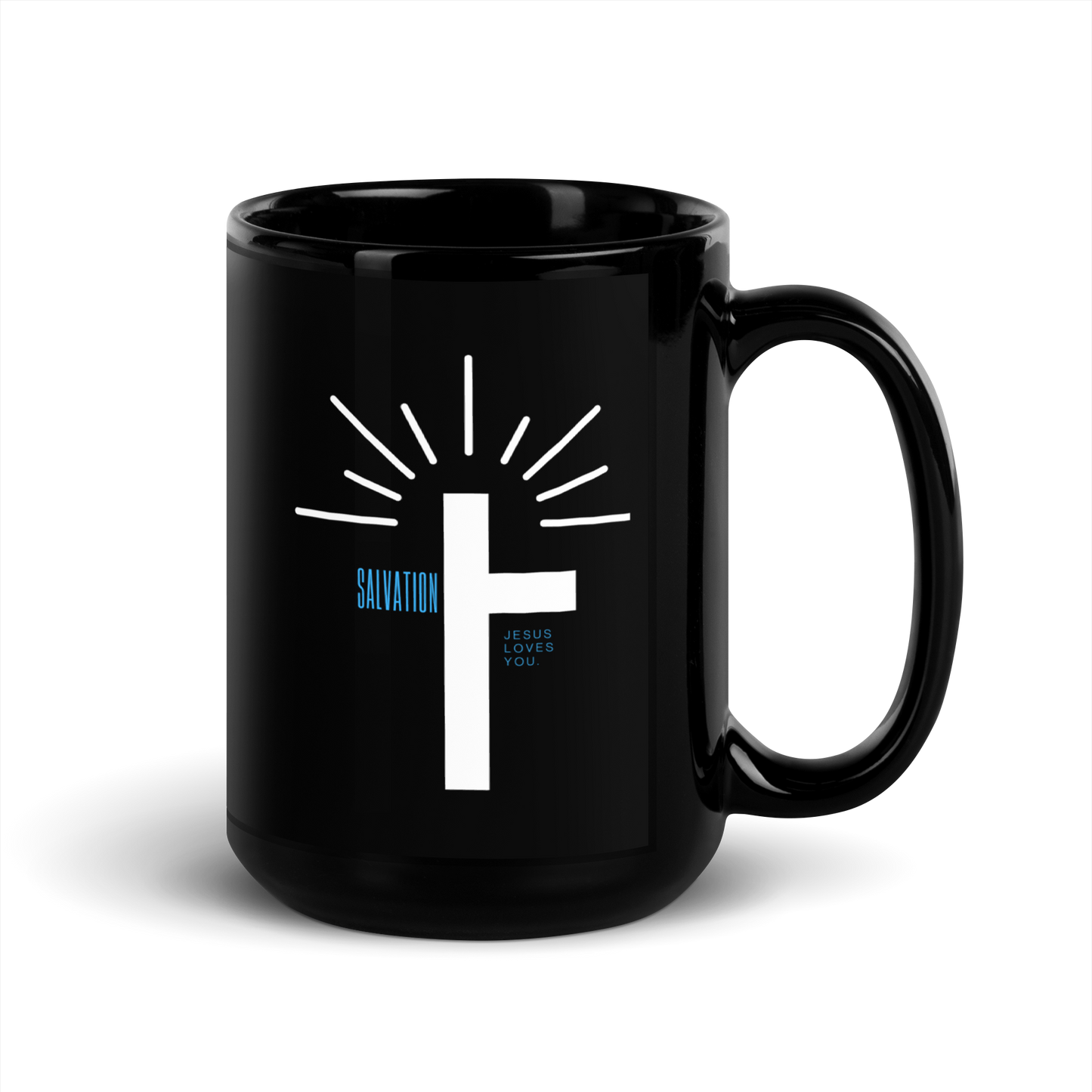 JESUS LOVES YOU BLACK COFFEE MUG